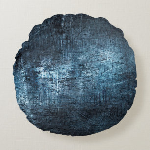 Texture metal grey blue background round cushion