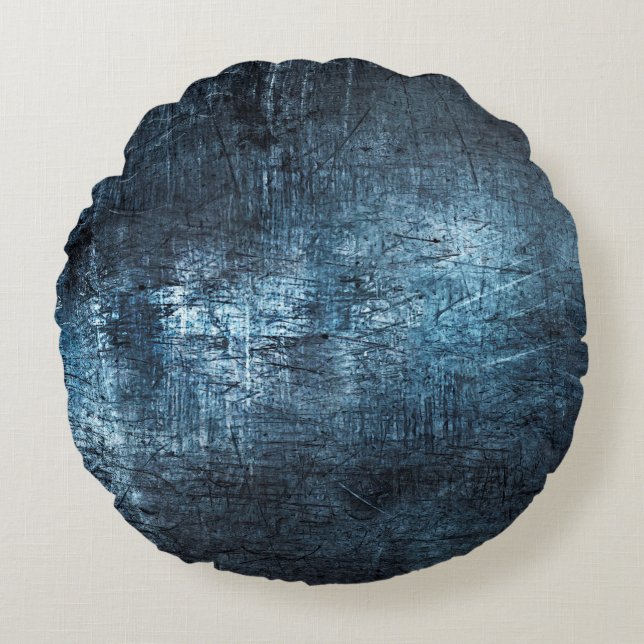 Texture metal grey blue background round cushion (Front)