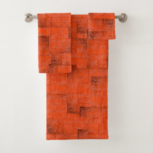Texture mosaic that looks like a wall of bricks bath towel set
