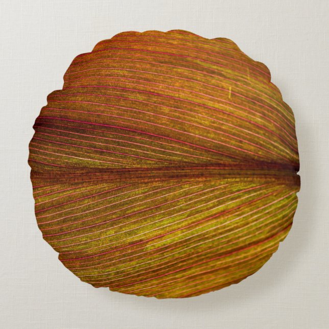 Texture nature leaf botany macro round cushion (Front)