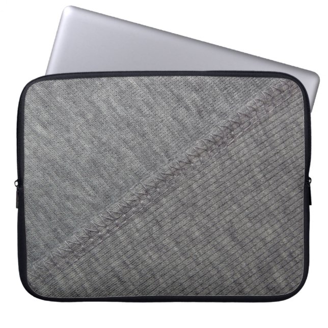 texture of grey fabric with abstract drawings and  laptop sleeve (Front)