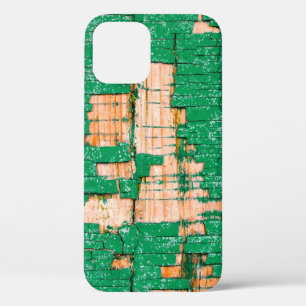 Texture of old wooden fence with shabby paint. Gre iPhone 12 Case
