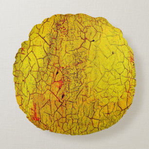 Texture of old yellow paint crackedabstract,aged,a round cushion