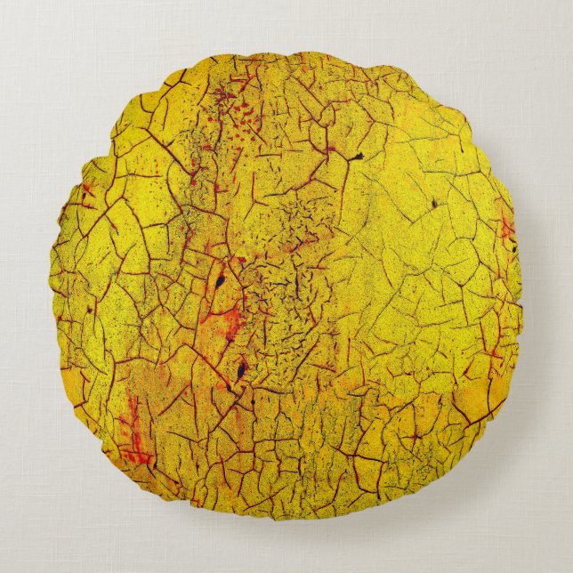Texture of old yellow paint crackedabstract,aged,a round cushion (Front)