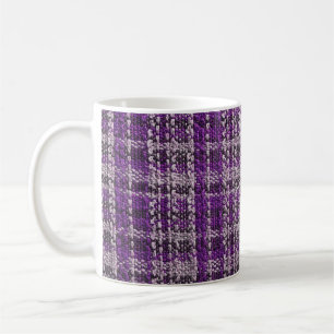 Texture of purple tartan fabric useful as a backgr coffee mug