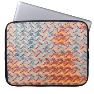 Texture of rusty metal mesh. Closeup Rusty metal p Laptop Sleeve