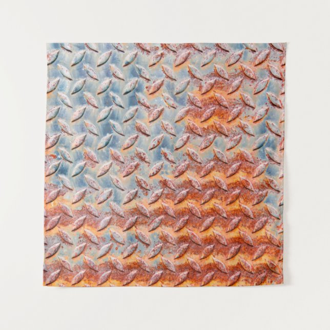 Texture of rusty metal mesh. Closeup Rusty metal p Tapestry (Front)