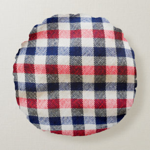 texture of Scottish cloth, square cotton fabric ba Round Cushion