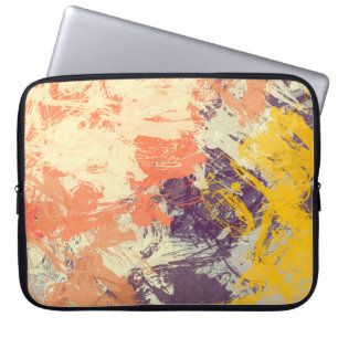Texture of strokes of coloured paint, blurred spot laptop sleeve