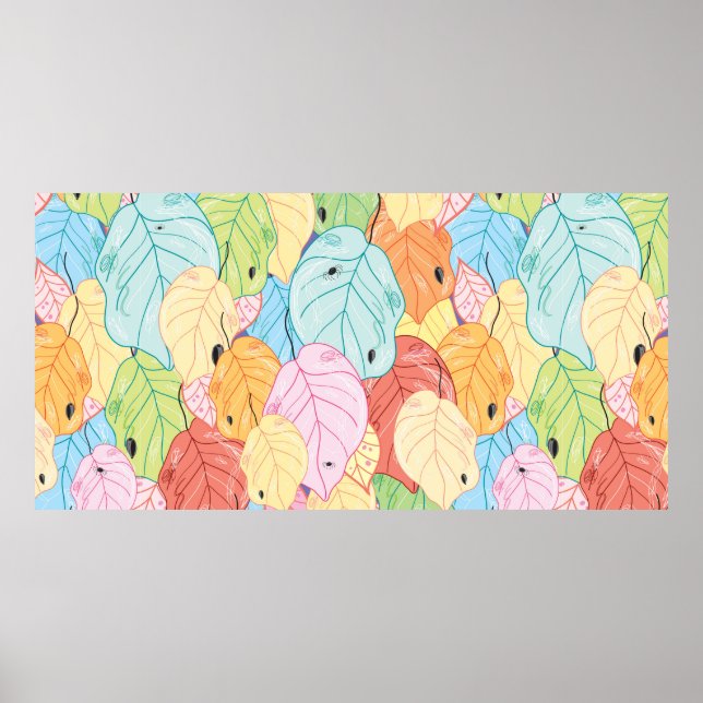 texture of the bright coloured leaves poster (Front)