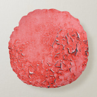 Texture of vintage rust painted iron wall backgrou round cushion