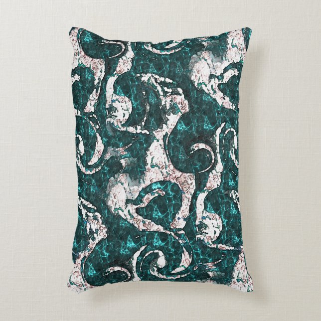 Texture of white spots mixed in aquamarine to cyan decorative cushion (Front(Vertical))