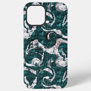 Texture of white spots mixed in aquamarine to cyan iPhone 12 pro max case