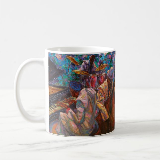texture, oil painting, art, jazz, blues, tradition coffee mug (Left)