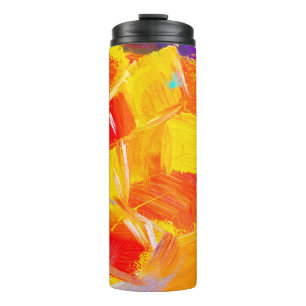 texture oil painting fruit painting colorful flora thermal tumbler