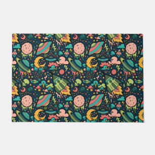 Texture Patterns Aliens Rockets Space Doormat