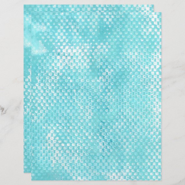 Texture Rectangles Teal Turquoise Scrapbook Paper (Front/Back)