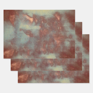Texture Rustic Vintage Teal Brown Country Abstract Wrapping Paper Sheet