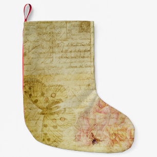 Texture scrapbook vintage letters small christmas stocking