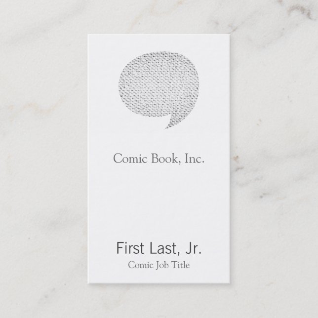 Texture Style Comic Speech Bubble Business Card (Front)