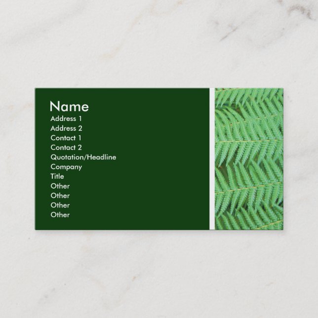 Texture Tone (Ferns) Business Card (Front)