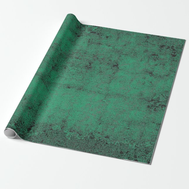 Texture Vintage Green Black Grunge Decoupage Wrapping Paper (Unrolled)