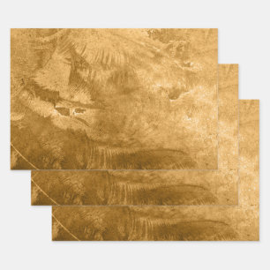 Texture Vintage Rustic Gold Brown Grunge Pattern Wrapping Paper Sheet