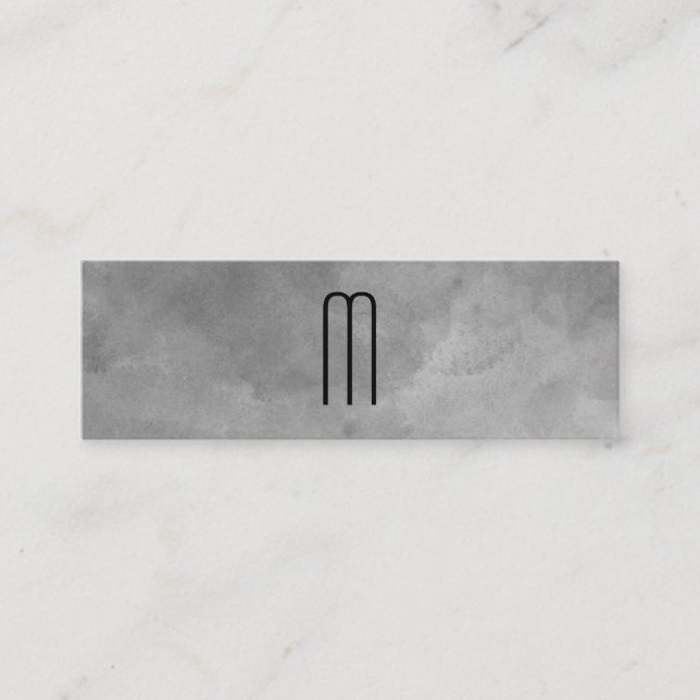 Texture Watercolor Monogram Mini Business Card (Front)