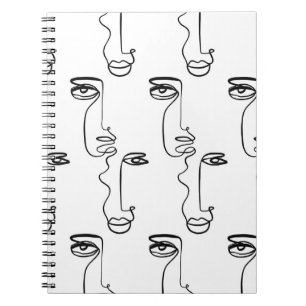 Texture with abstract faces. One continuous line p Notebook