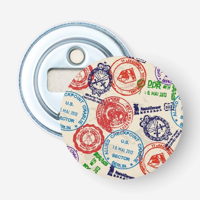 Texture with real stamps. bottle opener (Front)