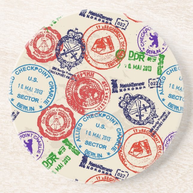 Texture with real stamps. coaster (Front)
