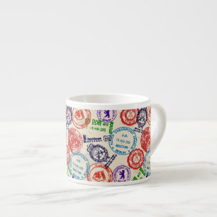 Texture with real stamps. espresso cup