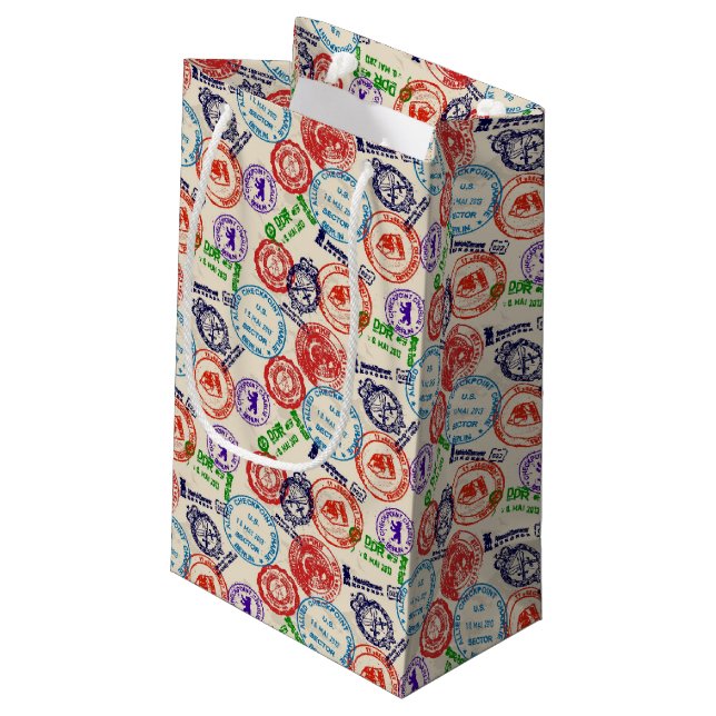Texture with real stamps. small gift bag (Back Angled)