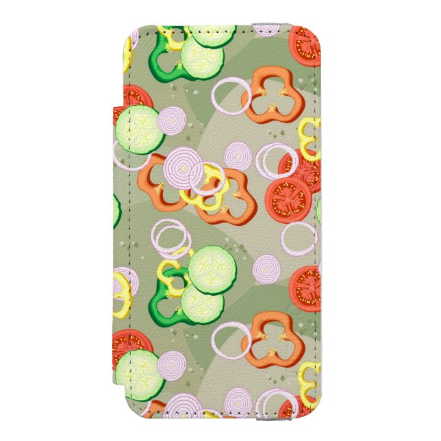 Texture With Slices Of Vegetables Incipio iPhone Wallet Case (Folio Front)