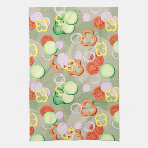 Texture With Slices Of Vegetables Tea Towel