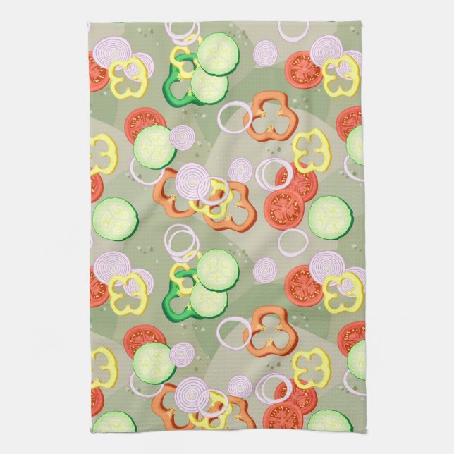 Texture With Slices Of Vegetables Tea Towel (Vertical)
