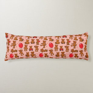Texture With Teddy Bears, Hearts Body Cushion