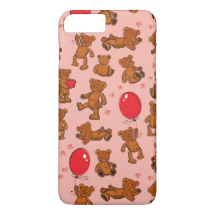 Texture With Teddy Bears, Hearts iPhone 8 Plus/7 Plus Case