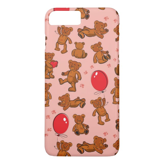Texture With Teddy Bears, Hearts Case-Mate iPhone Case (Back)