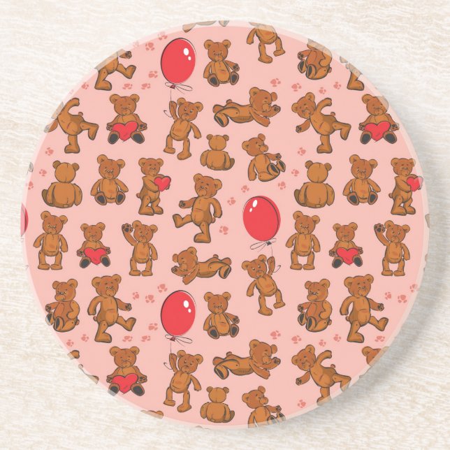 Texture With Teddy Bears, Hearts Coaster (Front)