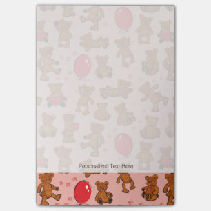 Texture With Teddy Bears, Hearts Post-it Notes