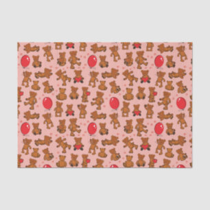 Texture With Teddy Bears, Hearts Tissue Paper
