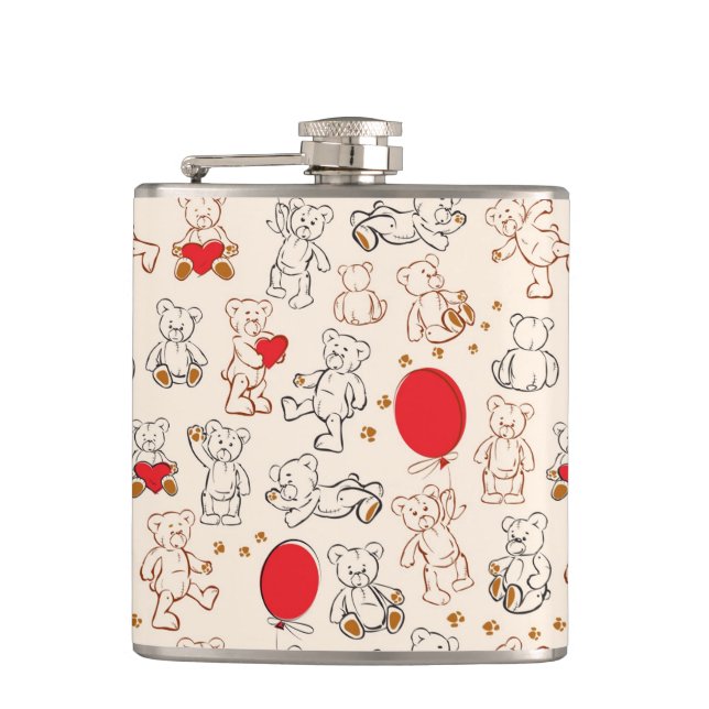 Texture With Teddy Bears Hip Flask (Front)