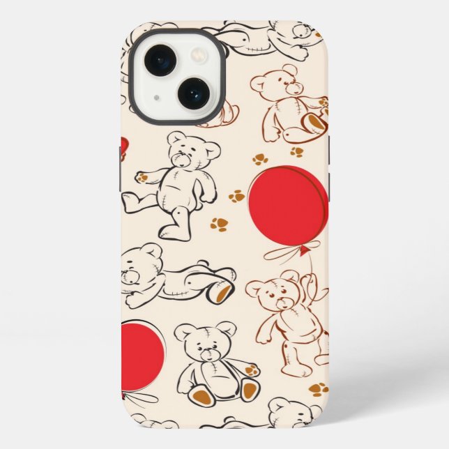 Texture With Teddy Bears iPhone Case (Back)