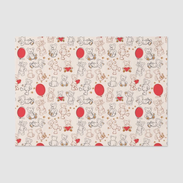 Texture With Teddy Bears Tissue Paper (Front)