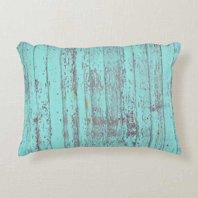 Texture wood barn aqua background decorative cushion (Front)
