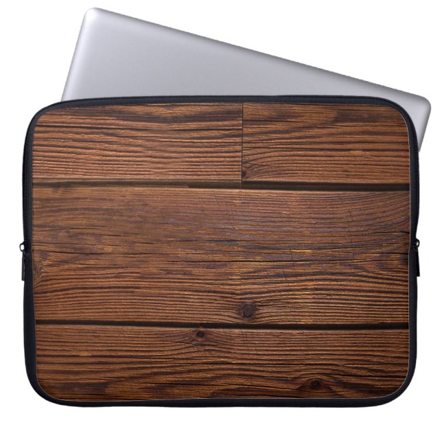 Texture wood grain weathered washed laptop sleeve (Front)