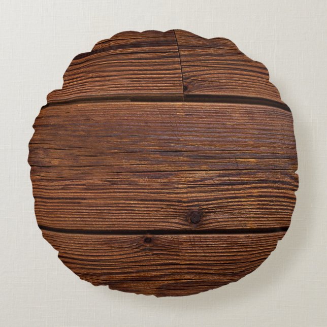 Texture wood grain weathered washed round cushion (Front)