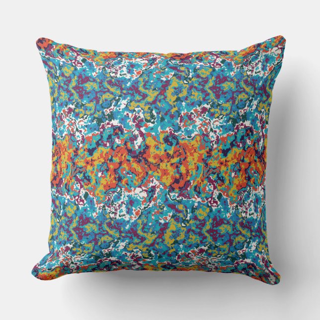 Textured Abstract Colourful Swirl Pattern Cushion (Front)
