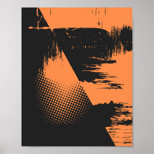 Textured Abstract Design in Black and Orange Poster
